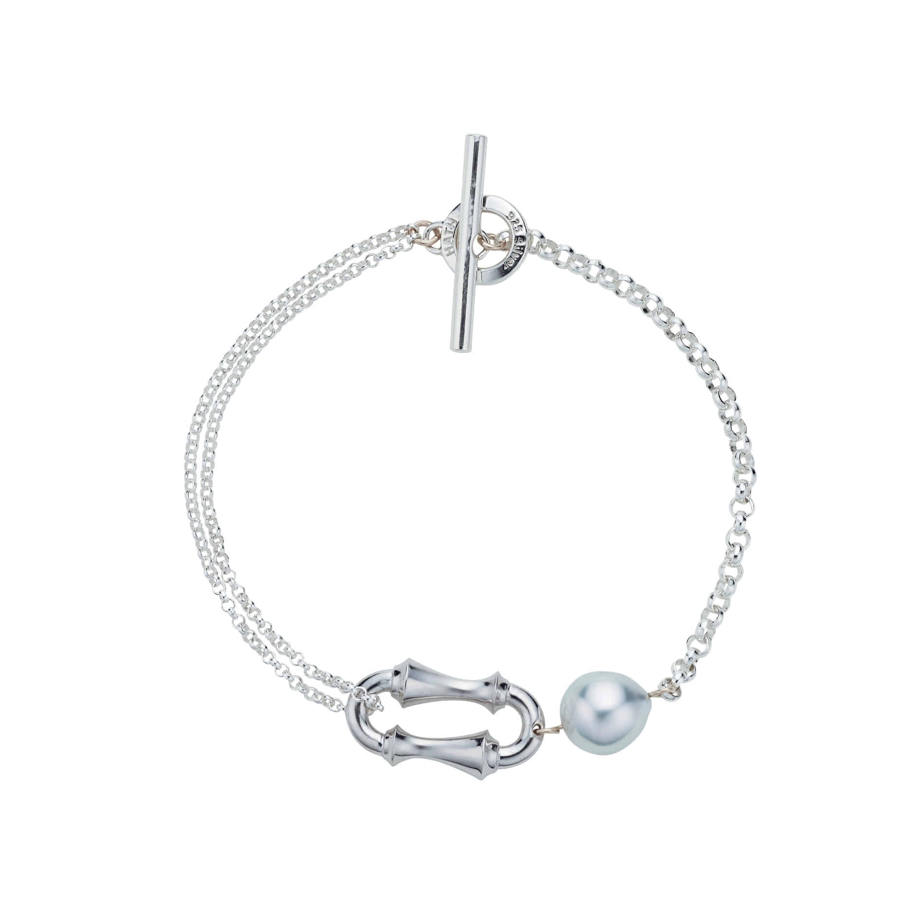 ARC T1 Bracelet in Sterling Silver with an Akoya Pearl